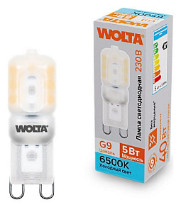 Лампа светодиодная Wolta  G9 5Вт 6500K WSTD-JCD-5W6KG9-P