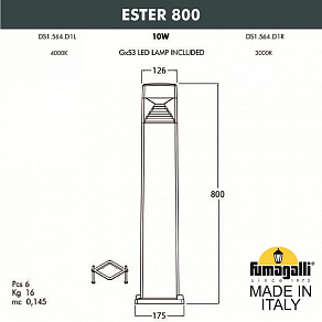 Наземный низкий светильник Fumagalli Ester DS1.564.000.LXD1L