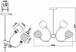 Люстра на штанге EVOLUCE Tratti SLE1136-302-06