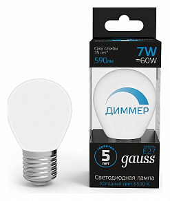 Лампа светодиодная Gauss  E27 7Вт 6500K 105102307-D