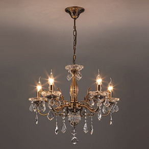 Подвесная люстра Eurosvet Elisha 3281/5 античная бронза/прозрачный хрусталь Strotskis