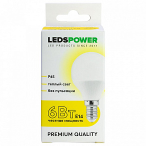 Лампа светодиодная LEDS POWER P45 E14 8Вт 4000K 006741