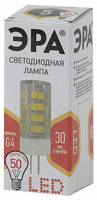 Лампа светодиодная Эра Стандарт G4 5Вт 2700K LED JC-5W-220V-CER-827-G4