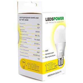 Лампа светодиодная LEDS POWER A60 E27 11Вт 3000K 006628