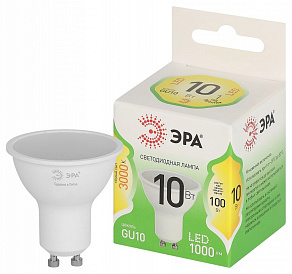 Лампа светодиодная Эра Green Line GU10 10Вт 3000K LED MR16-10W-830-GU10 GL