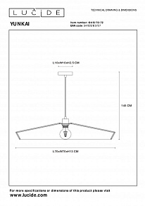 Подвесной светильник Lucide Yunkai 10413/70/72