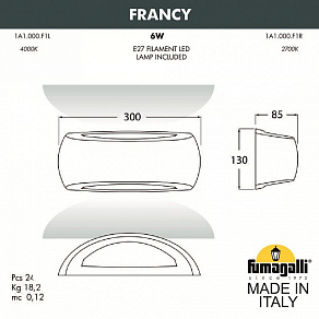Светильник на штанге Fumagalli Francy 1A1.000.000.LYF1R