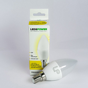 Лампа светодиодная LEDS POWER C37 E14 6Вт 3000K 006666