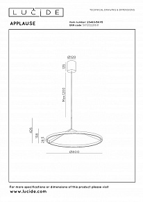 Подвесной светильник Lucide Applause 23400/80/15