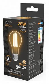 Лампа светодиодная Gauss Filament E27 26Вт 2700K 102902126