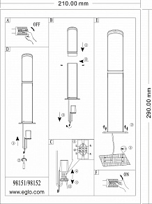 Наземный низкий светильник Eglo ПРОМО Fumicino 98151