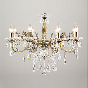 Подвесная люстра Eurosvet Elisha 3281/8 античная бронза/прозрачный хрусталь Strotskis