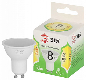 Лампа светодиодная Эра Green Line GU10 8Вт 3000K LED MR16-8W-830-GU10 GL