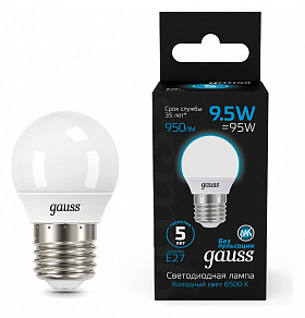 Лампа светодиодная Gauss Шар E27 9.5Вт 6500K 105102310