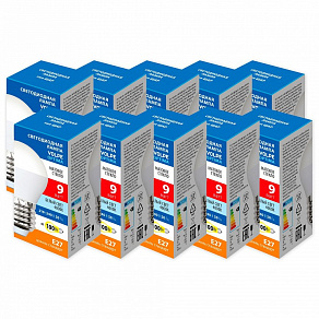 Набор из 10 ламп светодиодных Volpe OPTIMA E27 9Вт 4000K UL-00013901