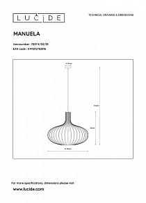 Подвесной светильник Lucide Manuela 78374/50/33