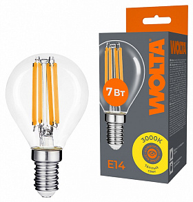 Лампа светодиодная Wolta  E14 7Вт 3000K WF-G45-7W3KE14