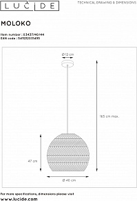 Подвесной светильник Lucide Moloko 03437/40/44