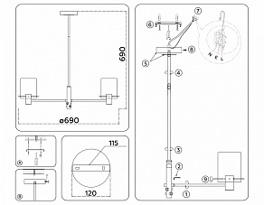 Люстра на штанге Ambrella Light HIGH LIGHT LH57031