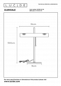 Настольная лампа офисная Lucide Glendale 20522/02/30