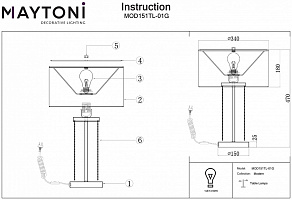 Настольная лампа декоративная Maytoni Impressive MOD151TL-01G
