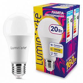 Лампа светодиодная Luminarte  E27 20Вт 3000K LSTD-A60-20W3KE27
