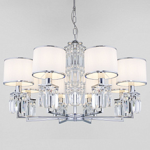 Подвесная люстра Eurosvet Zaffiro 10099/8 хром/прозрачный хрусталь Strotskis (новый абажур)