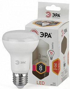 Лампа светодиодная Эра Стандарт E27 8Вт 2700K LED R63-8W-827-E27