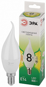 Лампа светодиодная Эра Green Line E14 8Вт 3000K LED BXS-8W-830-E14 GL