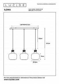 Подвесной светильник Lucide Ilona 45408/03/62