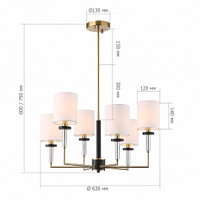 Люстра на штанге ST-Luce BLACK+BRASS SL1404.303.06