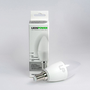 Лампа светодиодная LEDS POWER C37 E14 8Вт 4000K 006697
