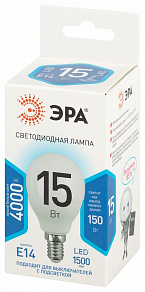 Лампа светодиодная Эра Стандарт E14 15Вт 4000K LED P45-15W-840-E14