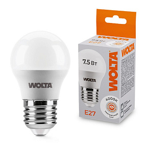 Лампа светодиодная Wolta  E27 7.5Вт 4000K 25S45GL7.5E27