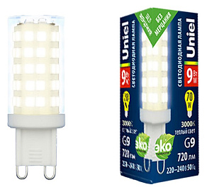 Лампа светодиодная Uniel  G9 9Вт 3000K UL-00006488
