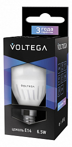Лампа светодиодная Voltega Ceramics E14 6.5Вт 4000K 4693