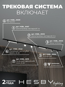 Комплект трековый Hesby Lighting Skylite №14 HSBL_kompl_S014_NI3B3K
