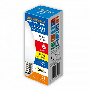 Лампа светодиодная Volpe OPTIMA DIM E27 6Вт 3000K UL-00009221