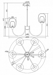 Люстра на штанге Maytoni Aura MOD016PL-06BS