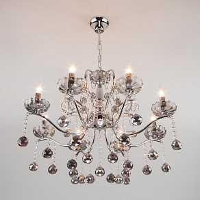 Подвесная люстра Eurosvet Brezza 10107/8 хром/дымчатый хрусталь Strotskis