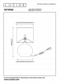 Настольная лампа декоративная Lucide Esterad 10519/81/44