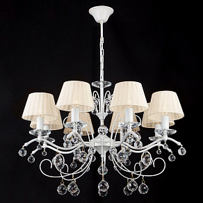 Подвесная люстра Eurosvet Эстель 10058/8 белый с золотом/прозрачный хрусталь Strotskis