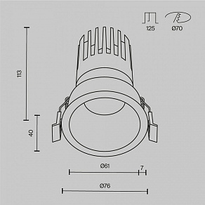 Встраиваемый светильник Maytoni  DL118-15W-3K-B