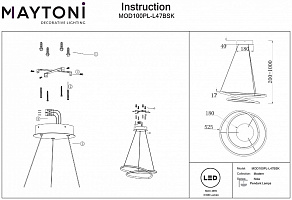 Подвесной светильник Maytoni Nola MOD100PL-L47BSK