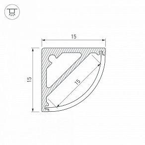 Профиль накладной Arlight SL-KANT-H15-2000 ANOD 019327