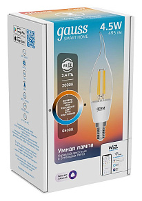 Лампа светодиодная с управлением через Wi-Fi Gauss Smart Home E14 4.5Вт 2000-6500K 1280112