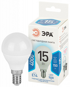 Лампа светодиодная Эра Стандарт E14 15Вт 4000K LED P45-15W-840-E14