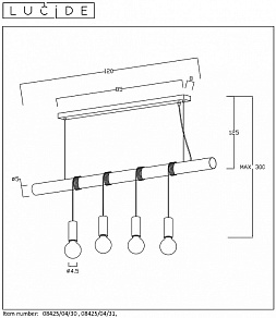 Подвесной светильник Lucide Jaime 08425/04/30