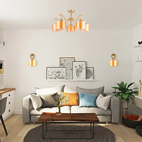 Люстра на штанге Eurosvet Ofelia 60070/5 перламутровое золото