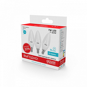 Набор ламп светодиодных Gauss LED Elementary E14 7Вт 4100K 33127T